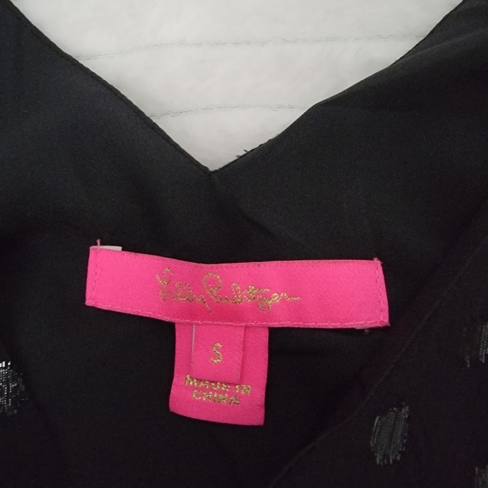 Lilly Pulitzer‎ Black Silk Metallic Cami Tank S Evening Quiet Luxury Top - Picture 7 of 9